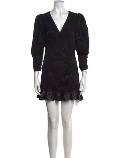 Pre-owned Loveshackfancy Floral Print Mini Dress In Black
