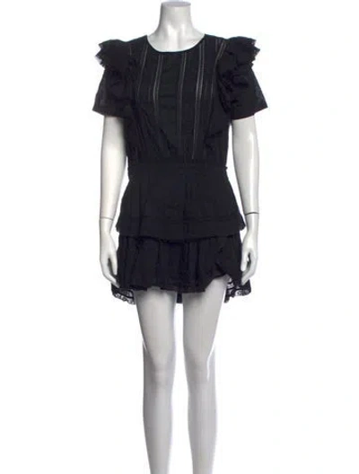Pre-owned Loveshackfancy Floral Print Mini Dress In Black