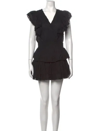 Pre-owned Loveshackfancy Floral Print Mini Dress In Black