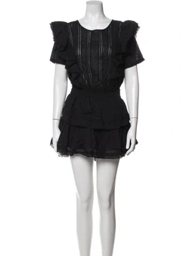 Pre-owned Loveshackfancy Floral Print Mini Dress In Black
