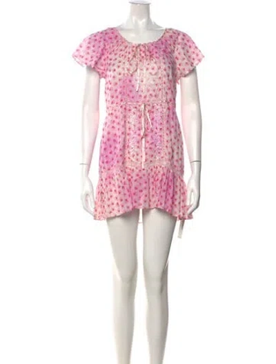 Pre-owned Loveshackfancy Floral Print Mini Dress In Black