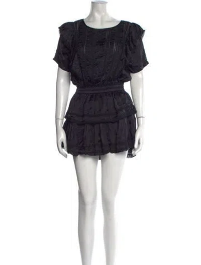 Pre-owned Loveshackfancy Floral Print Mini Dress In Black