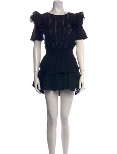 Pre-owned Loveshackfancy Floral Print Mini Dress In Black
