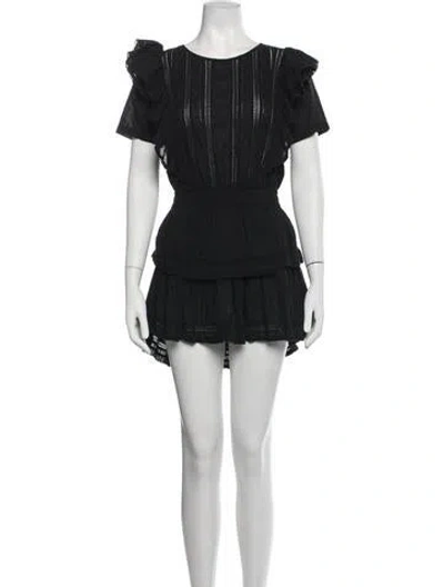 Pre-owned Loveshackfancy Floral Print Mini Dress In Black