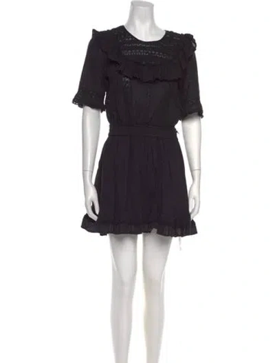 Pre-owned Loveshackfancy Floral Print Mini Dress In Black