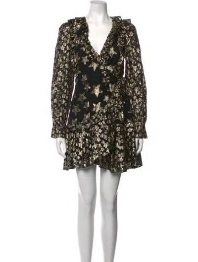 Pre-owned Loveshackfancy Floral Print Mini Dress In Black