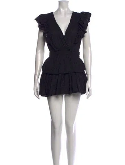 Pre-owned Loveshackfancy Floral Print Mini Dress In Black