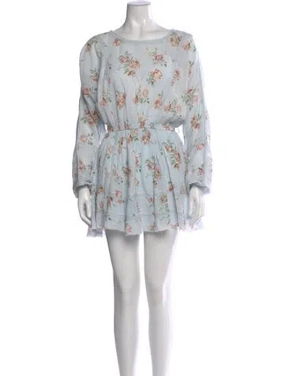 Pre-owned Loveshackfancy Floral Print Mini Dress In Blue