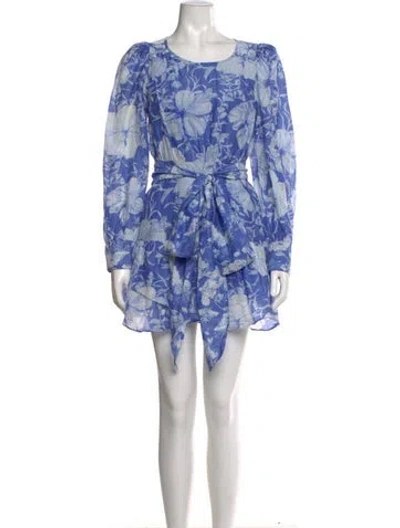 Pre-owned Loveshackfancy Floral Print Mini Dress In Blue