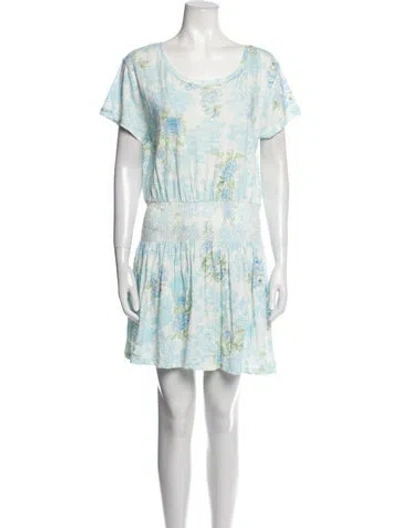 Pre-owned Loveshackfancy Floral Print Mini Dress In Blue