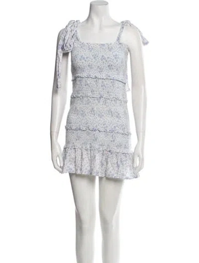 Pre-owned Loveshackfancy Floral Print Mini Dress In Blue