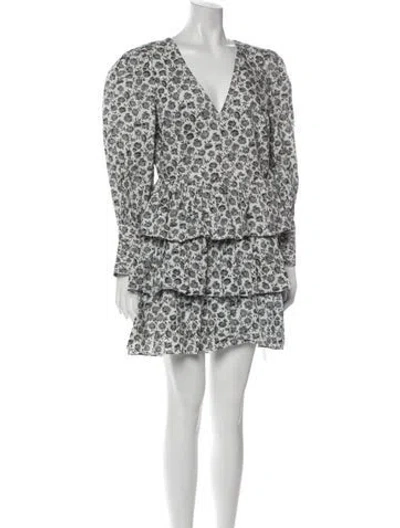 Pre-owned Loveshackfancy Floral Print Mini Dress In Blue