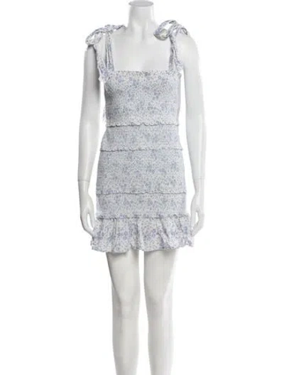 Pre-owned Loveshackfancy Floral Print Mini Dress In Blue
