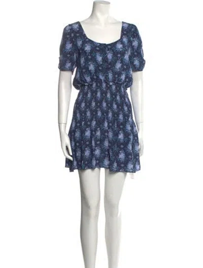 Pre-owned Loveshackfancy Floral Print Mini Dress In Blue