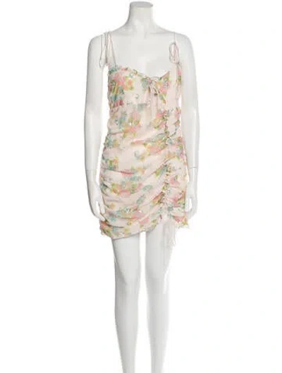 Pre-owned Loveshackfancy Floral Print Mini Dress In Blue