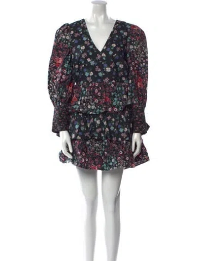 Pre-owned Loveshackfancy Floral Print Mini Dress In Blue