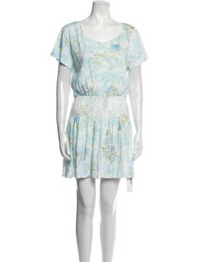 Pre-owned Loveshackfancy Floral Print Mini Dress In Blue