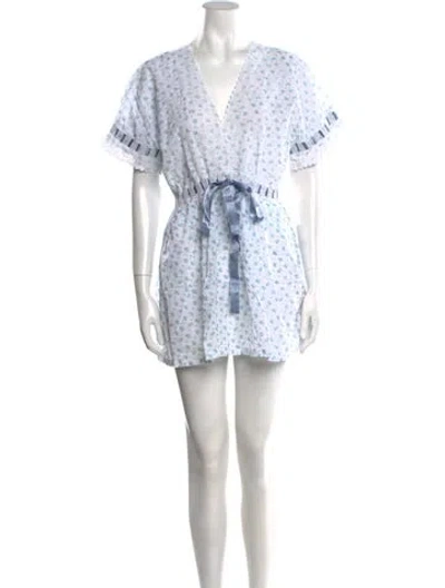 Pre-owned Loveshackfancy Floral Print Mini Dress In Blue