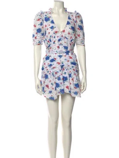 Pre-owned Loveshackfancy Floral Print Mini Dress In Blue
