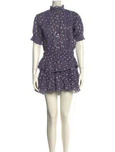 Pre-owned Loveshackfancy Floral Print Mini Dress In Blue