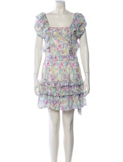 Pre-owned Loveshackfancy Floral Print Mini Dress In Blue