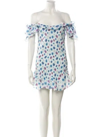 Pre-owned Loveshackfancy Floral Print Mini Dress In Blue