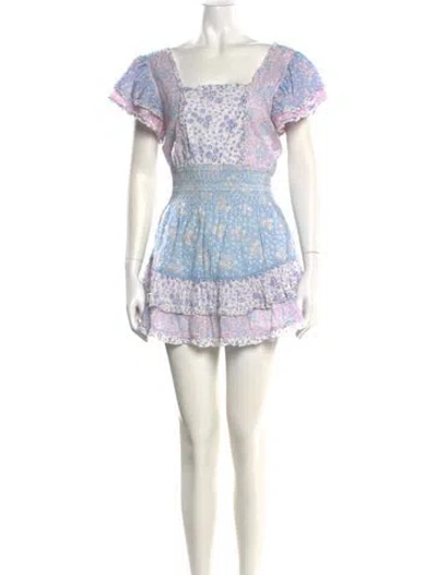 Pre-owned Loveshackfancy Floral Print Mini Dress In Blue