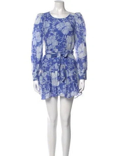 Pre-owned Loveshackfancy Floral Print Mini Dress In Blue