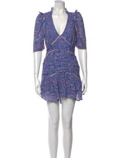 Pre-owned Loveshackfancy Floral Print Mini Dress In Blue