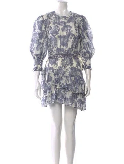 Pre-owned Loveshackfancy Floral Print Mini Dress In Blue