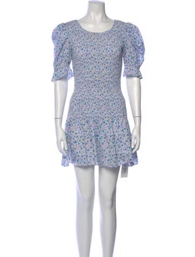 Pre-owned Loveshackfancy Floral Print Mini Dress In Blue