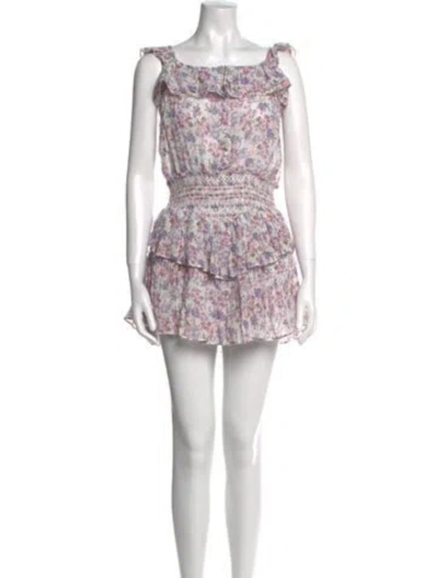 Pre-owned Loveshackfancy Floral Print Mini Dress In Blue