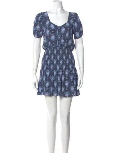 Pre-owned Loveshackfancy Floral Print Mini Dress In Blue