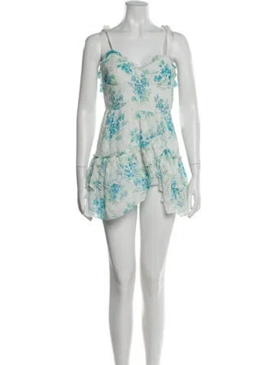 Pre-owned Loveshackfancy Floral Print Mini Dress In Blue