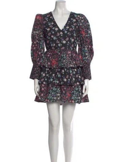 Pre-owned Loveshackfancy Floral Print Mini Dress In Blue