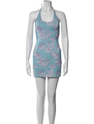 Pre-owned Loveshackfancy Floral Print Mini Dress In Blue