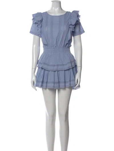 Pre-owned Loveshackfancy Floral Print Mini Dress In Blue