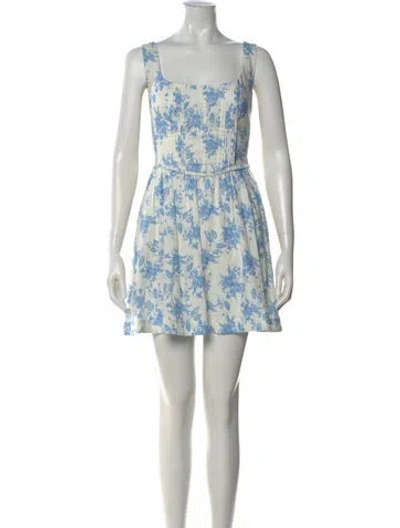 Pre-owned Loveshackfancy Floral Print Mini Dress In Blue