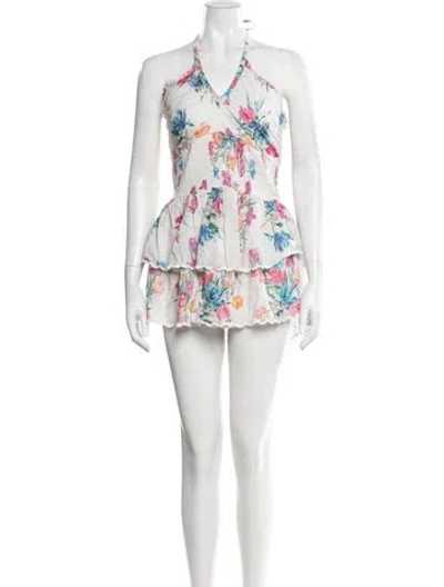 Pre-owned Loveshackfancy Floral Print Mini Dress In Blue