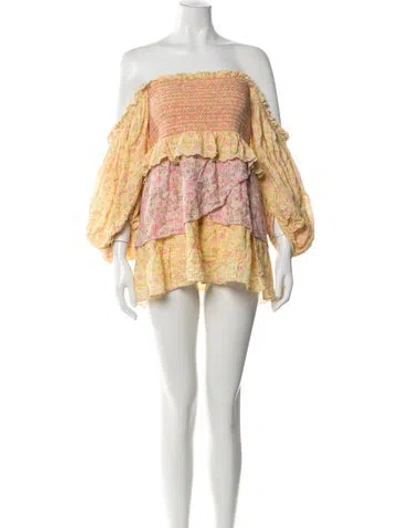 Pre-owned Loveshackfancy Floral Print Mini Dress In Blue