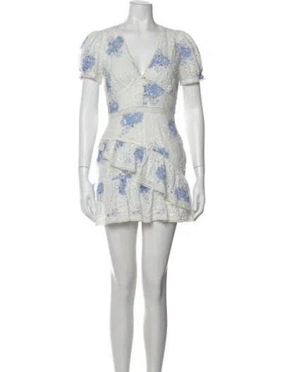 Pre-owned Loveshackfancy Floral Print Mini Dress In Blue