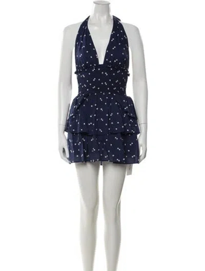 Pre-owned Loveshackfancy Floral Print Mini Dress In Blue