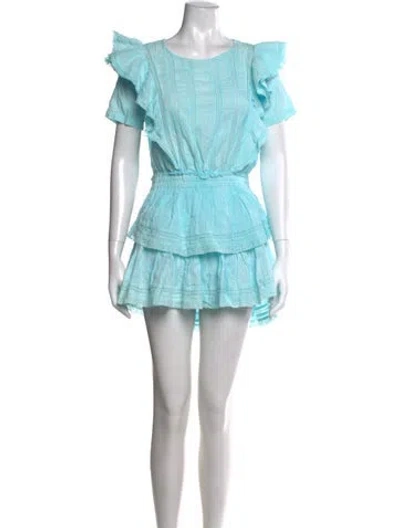 Pre-owned Loveshackfancy Floral Print Mini Dress In Blue