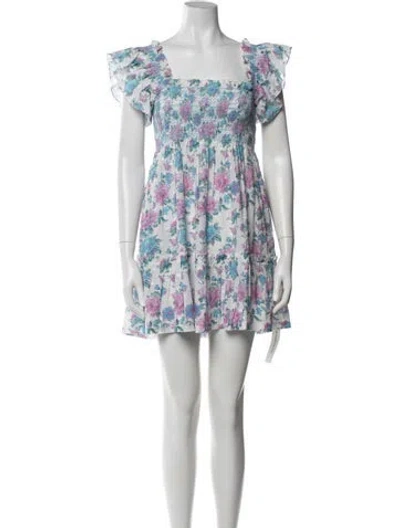 Pre-owned Loveshackfancy Floral Print Mini Dress In Blue