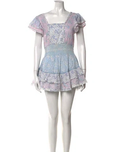 Pre-owned Loveshackfancy Floral Print Mini Dress In Blue