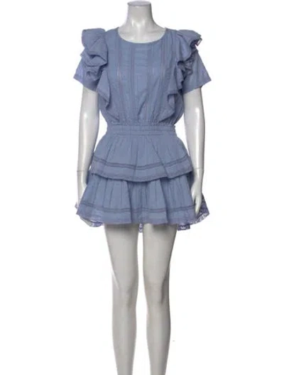 Pre-owned Loveshackfancy Floral Print Mini Dress In Blue