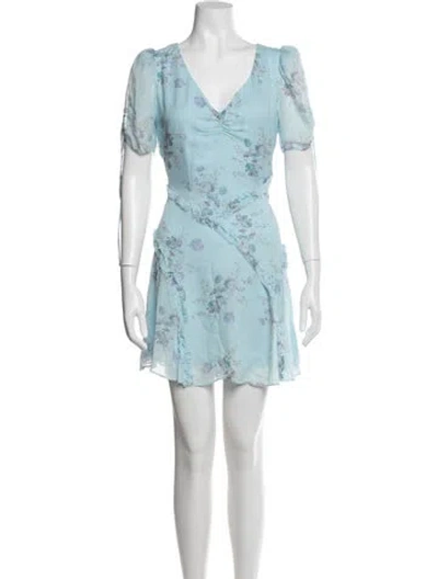 Pre-owned Loveshackfancy Floral Print Mini Dress In Blue