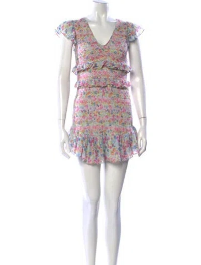 Pre-owned Loveshackfancy Floral Print Mini Dress In Blue