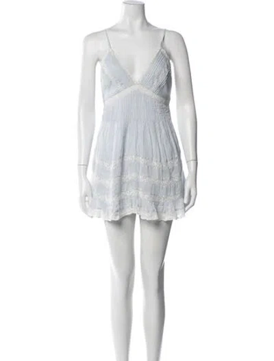 Pre-owned Loveshackfancy Floral Print Mini Dress In Blue