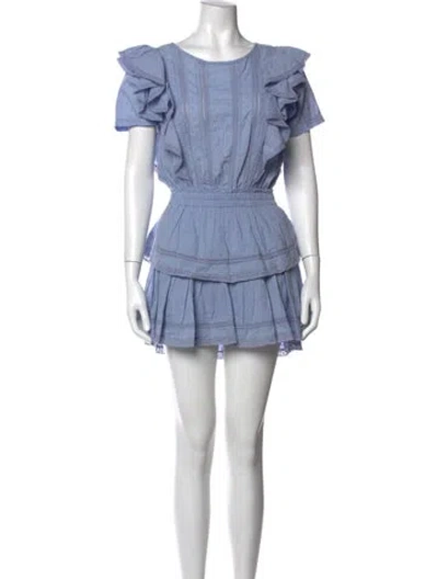 Pre-owned Loveshackfancy Floral Print Mini Dress In Blue